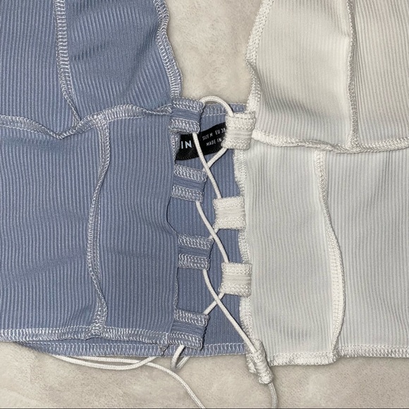 COLOUR BLOCK LACE UP FRONT HALTER TOP - Picture 9 of 13